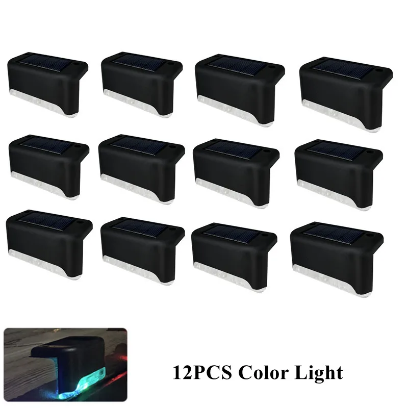 

12Pcs LED Wall Light Decoration Solar Waterproof Outdoor Solar Lamps Garden Lightings Solar Lights IP44 Stair Garden Fence Light