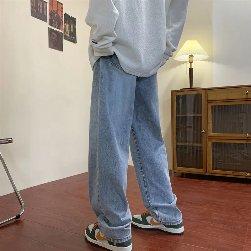 Apricot/Blue/Black Baggy Jeans Men Fashion Casual Straight Jeans Men Streetwear Hip Hop Loose Denim Pants Mens Trousers M-2XL