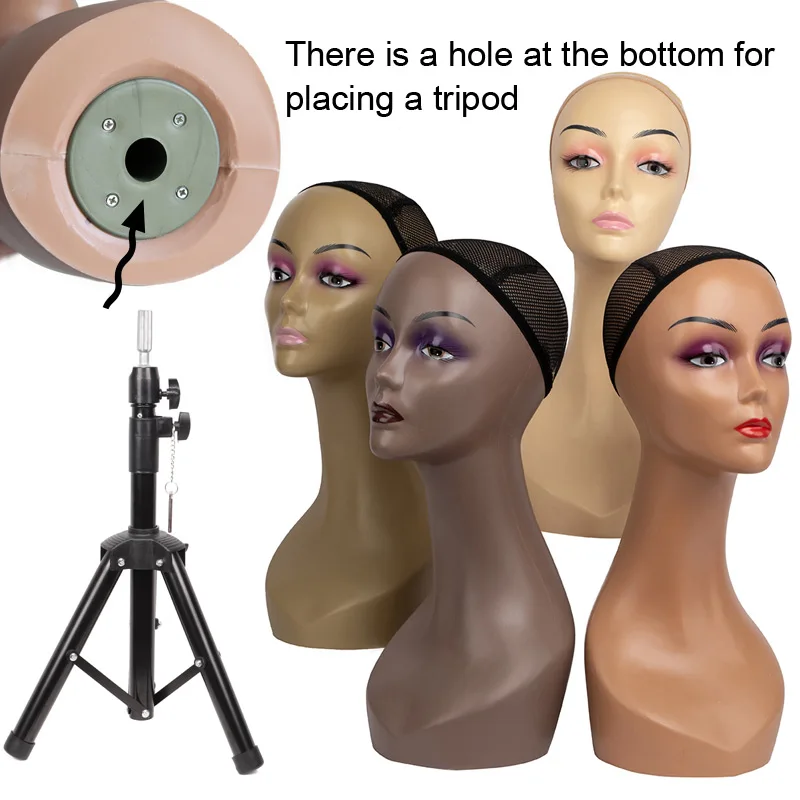 Nunify 6Pcs New Style Female Bald Manequin Head Cosmetology Pratice African American Manikin Head For Wig Display With Makeup enlarge