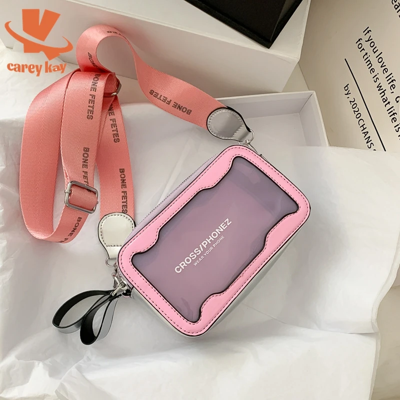 

CAREY KAY Casual Transparent Small Flap for Women Designer Candy Color Shoulder Bags Clear PVC Cute Crossbody Messenger Bags