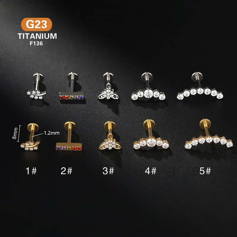 

1pc G23 Ttianium Zirconia Stone Flower Labret Stud Lip Ring Ear Cartilage Tragus Internally Threaded Piercing Jewelry Wholesale