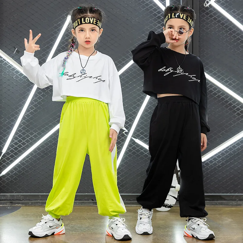 

Spring Summer Hip Hop Dance Costume Kids Girl Jazz Dance Wear Rave Dancer Outfit E-girls Clothes Performance Costume DJ Clothing