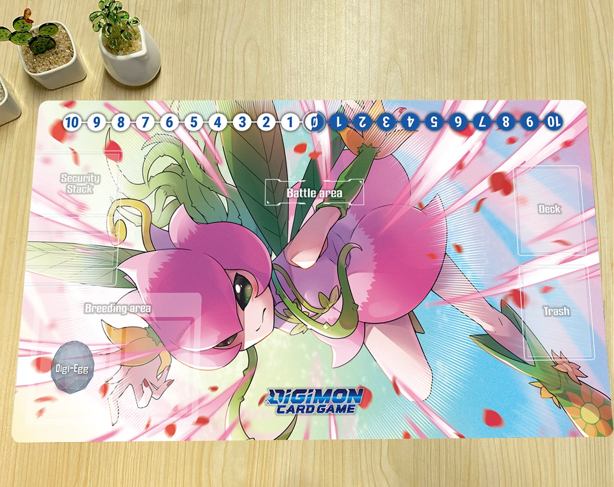 

Digimon Playmat Lilimon DTCG CCG Board Game Duel Trading Card Game Mat Gaming Mouse Pad Rubber Desk Mat Zones Free Bag 60x35cm