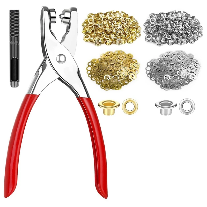 

Grommet Tool Kit With Eyelet Pliers,1/4 Inch Fabric Grommet Kit With Fabric Eyelets Grommets, For Leather/Belt/Shoes
