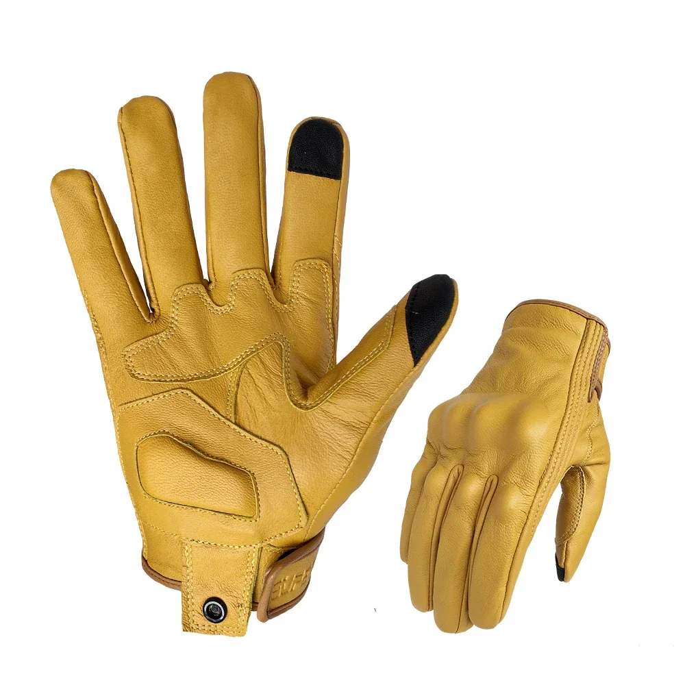 Распродажа женские кожаные мотоциклетные перчатки с сенсорным экраном желтые XS S