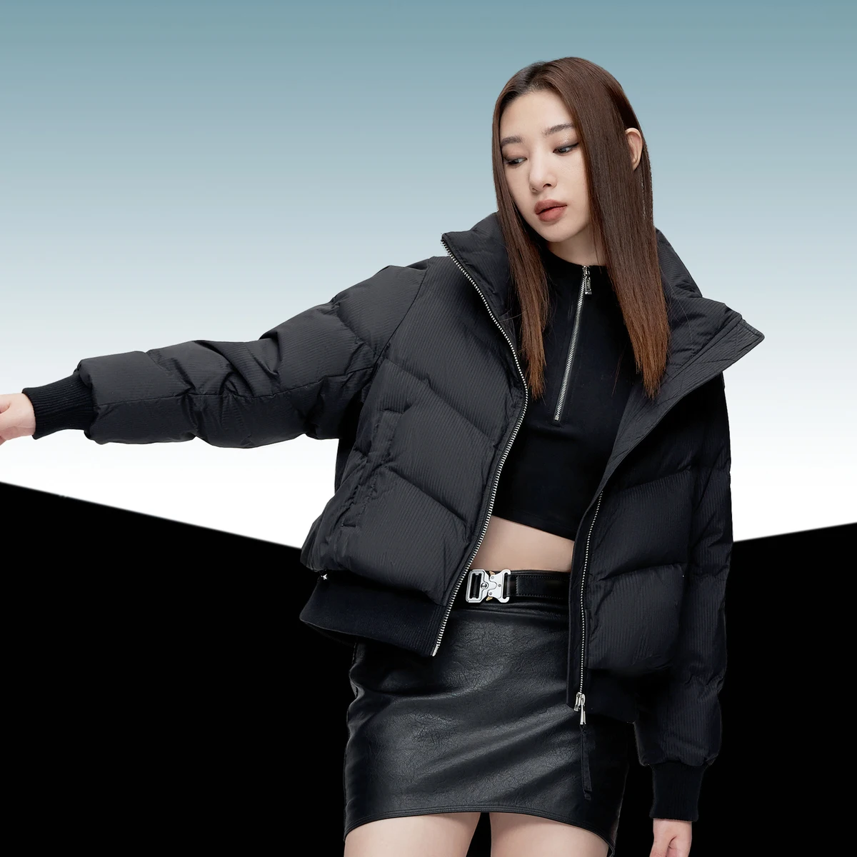 Женский пуховик BOSIDENG с воротником-стойкой