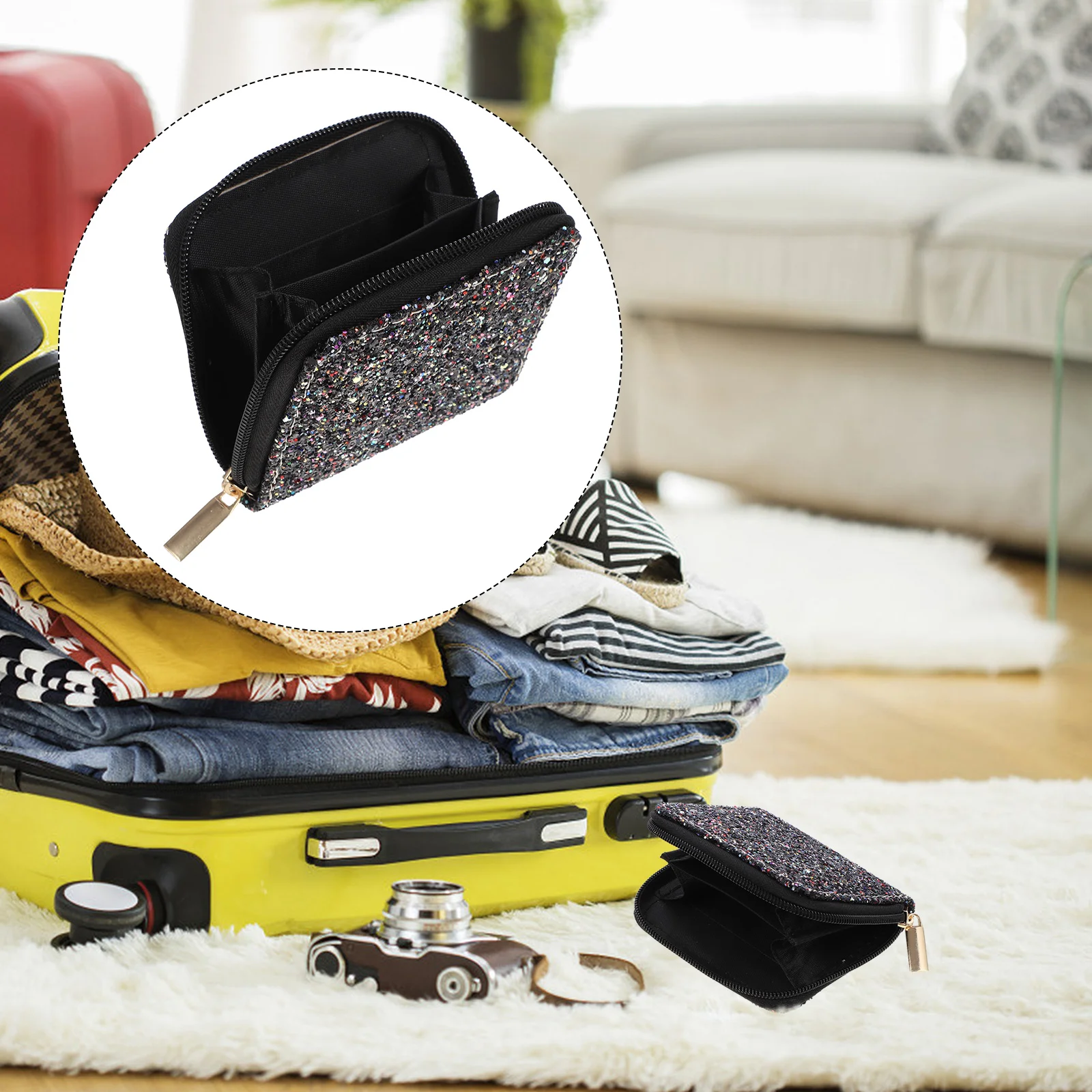 

Purse Glitter Coin Wallet Clutch Storage Evening Pouch Shiny Mini Women Sparkly Wristlet Crossbody Change Zipper Crystal