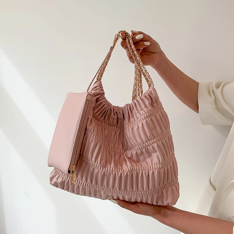 2pcs Casual Large Capacity Totes Bag for Women New Summer Popular Chain Shoulder Bags Female Fashion Bucket Bag Bolso Mujer