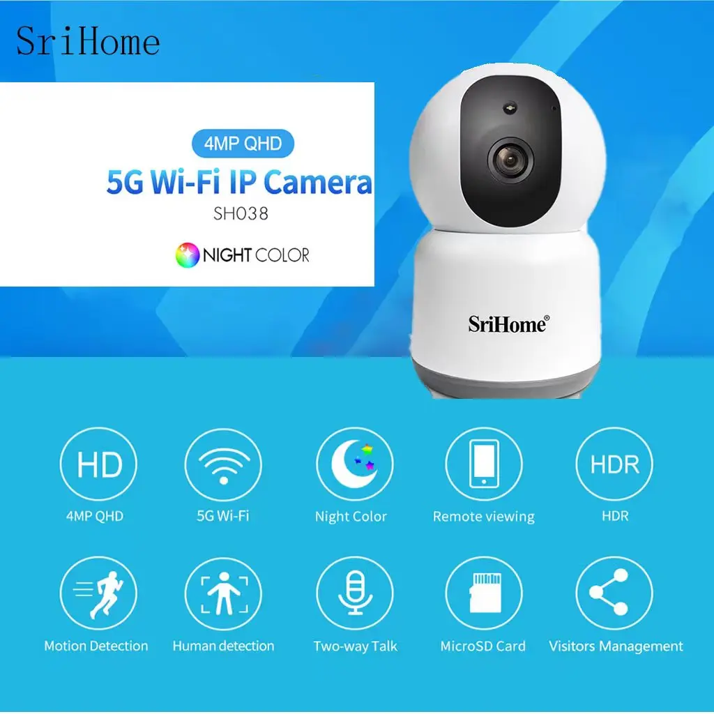 

Мини-камера видеонаблюдения SH038, 360 МП, Wi-Fi, IP, 360 °