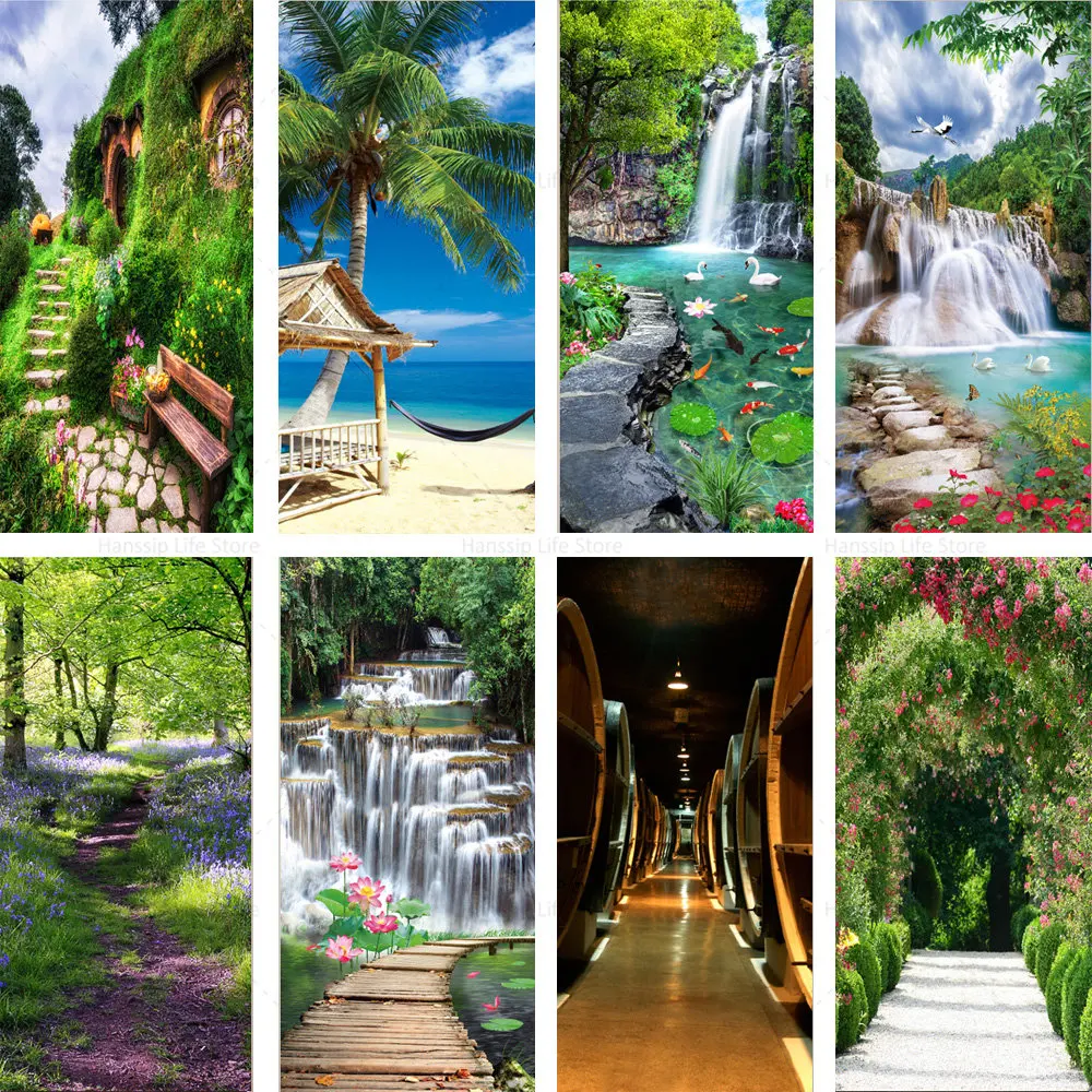

Green Forest Door Sticker Home Decoration Waterproof Self-adhesive Vinilo Para Puerta Sticker on The Bedroom Refrigerator Poster