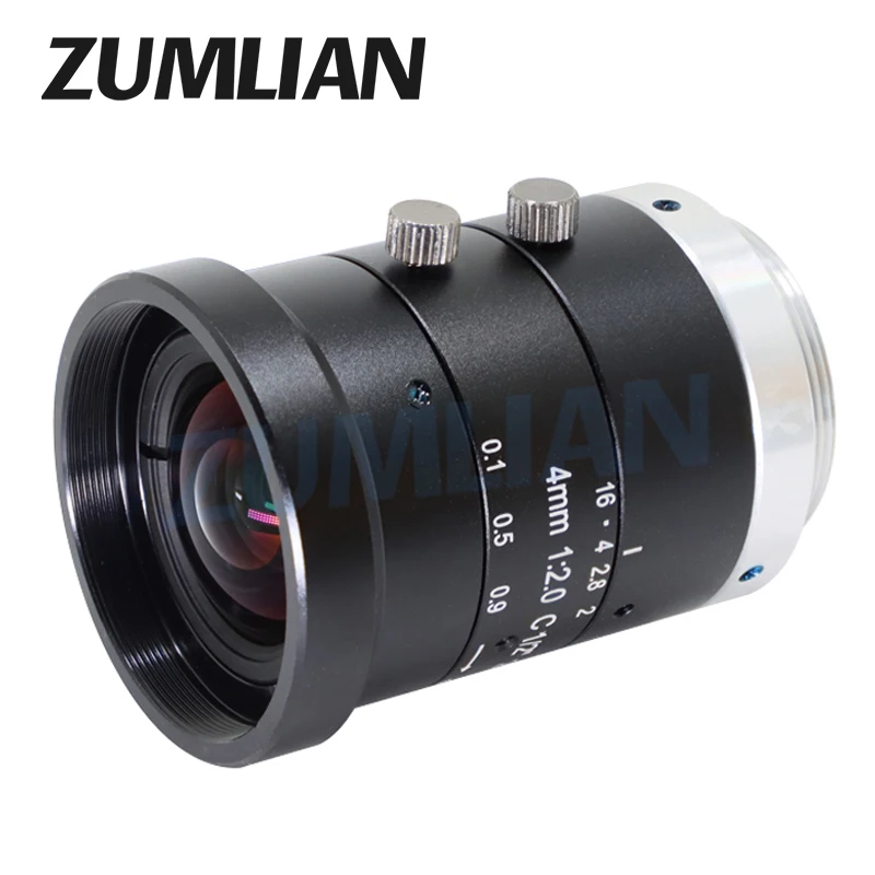 2MP Large Wide Angle lens 4mm F2.0 C-Mount Machine Vision Lens Low Distortion FA for Camera Filter Thread M30.5 CCTV