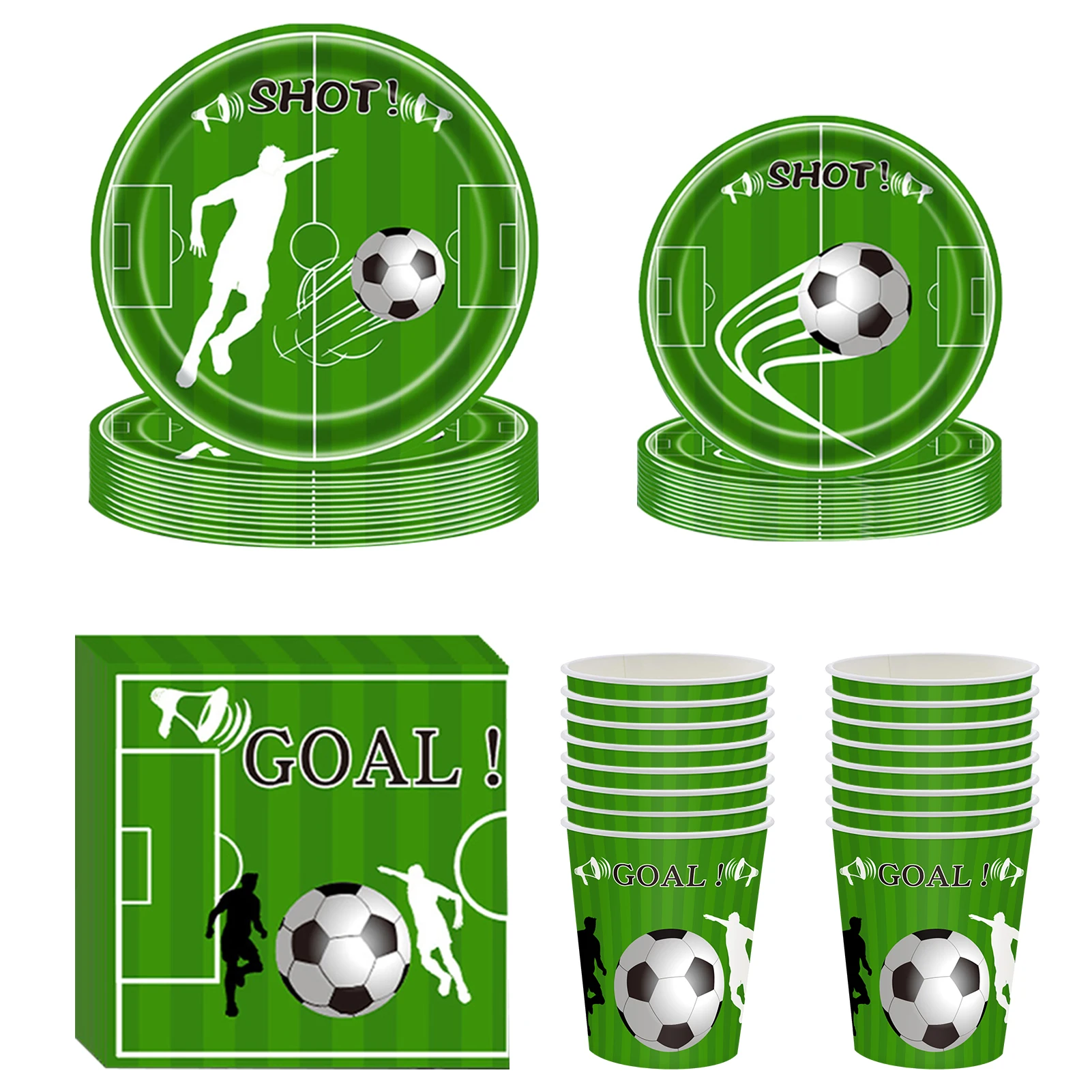 

68pcs Football Party Supplies Green Soccer Ball Theme Paper Cup Plate Napkin Football Dinnerware Party Tableware Table Decor