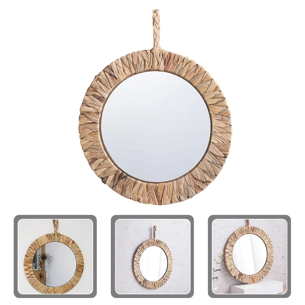 

Woven Wall Mirror Household Decorative Aesthetic Mirror for Bathroom Living Room