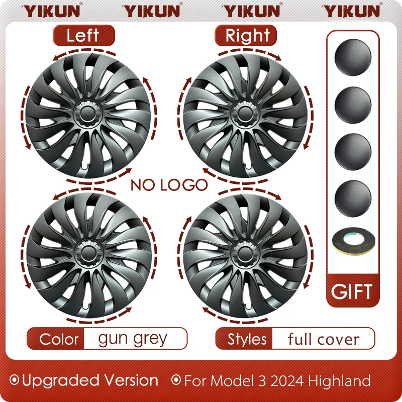 

Крышка ступицы из 4 шт. для нового Tesla Model 3 Highland 2024, 18-дюймовая сменная крышка колеса, автомобильная полная крышка обода, аксессуары
