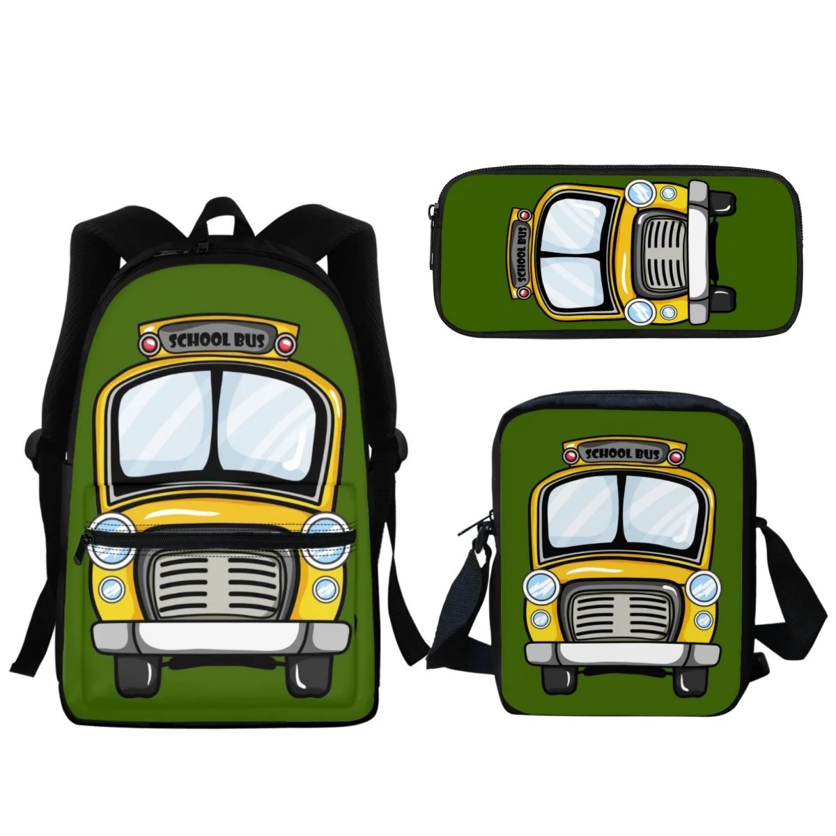 Cartoon School Bus Design Student Backpack Cute Boys Girls Children Fashion Zipper Bookbags Large Capacity Travel Computer Bag