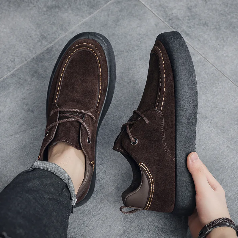 Мужская обувь цвета хаки в стиле ретро осенняя модная замшевая повседневная для