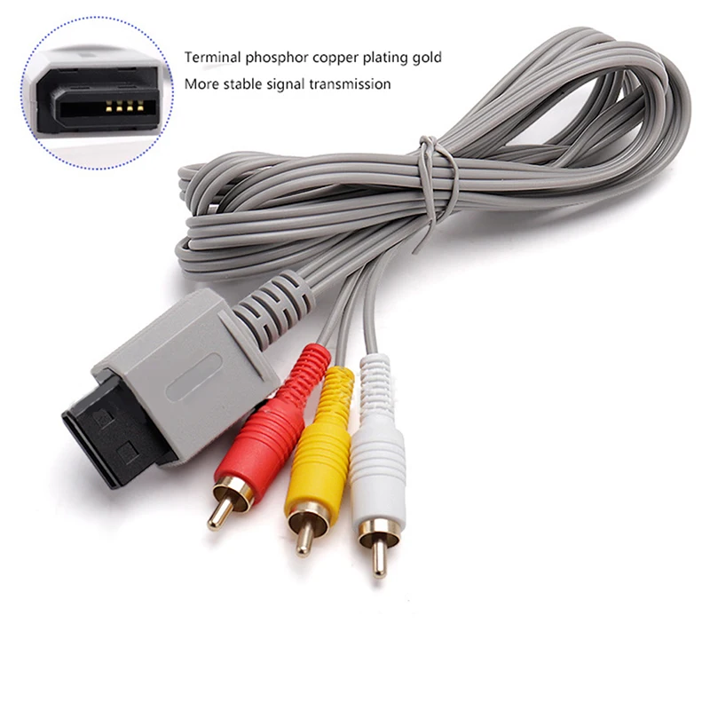 

1.8m 3 RCA Cable For Nintendo Wii Controller Console Audio Video AV Cable Composite 480p Gold-plated 3RCA For Will Cable Cord