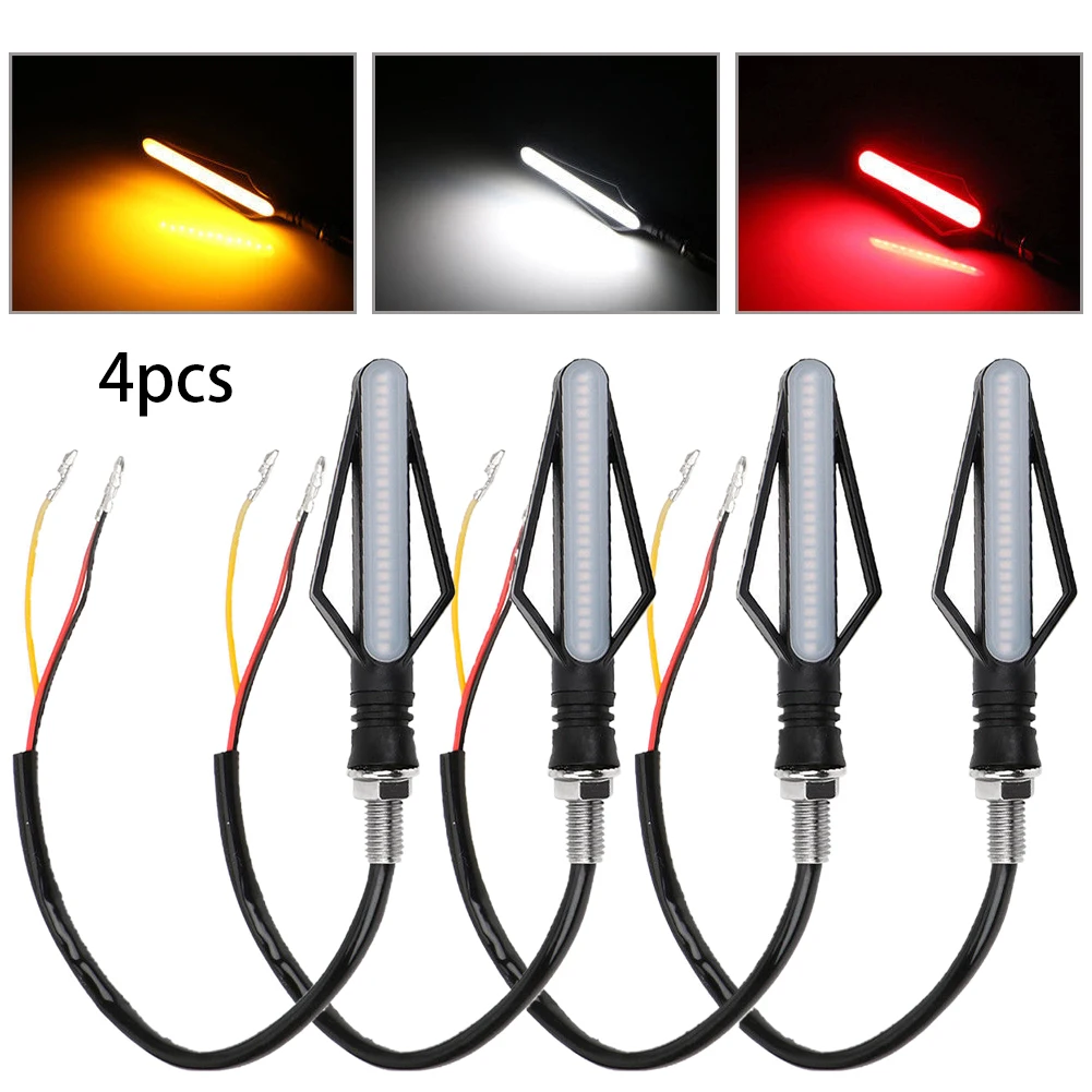 

4pcs ABS Plastic E11 Motorcycle Dynamic Marquee Turn Signal Brake Flashing Red Light 24LED Daytime Running Lights Lamp