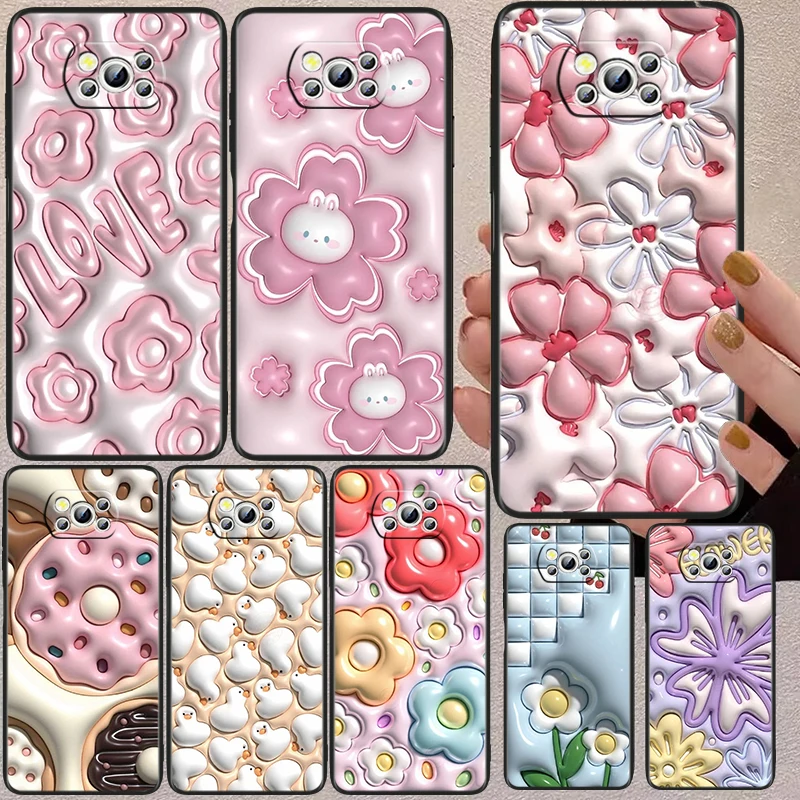 

Nonstereoscopic 3D Vision Anime Girl Black Phone Case For Xiaomi Mi Poco X5 X3 Pro X4 F4 F3 GT M5 M5s M4 M3 C55 C50 C40 5G