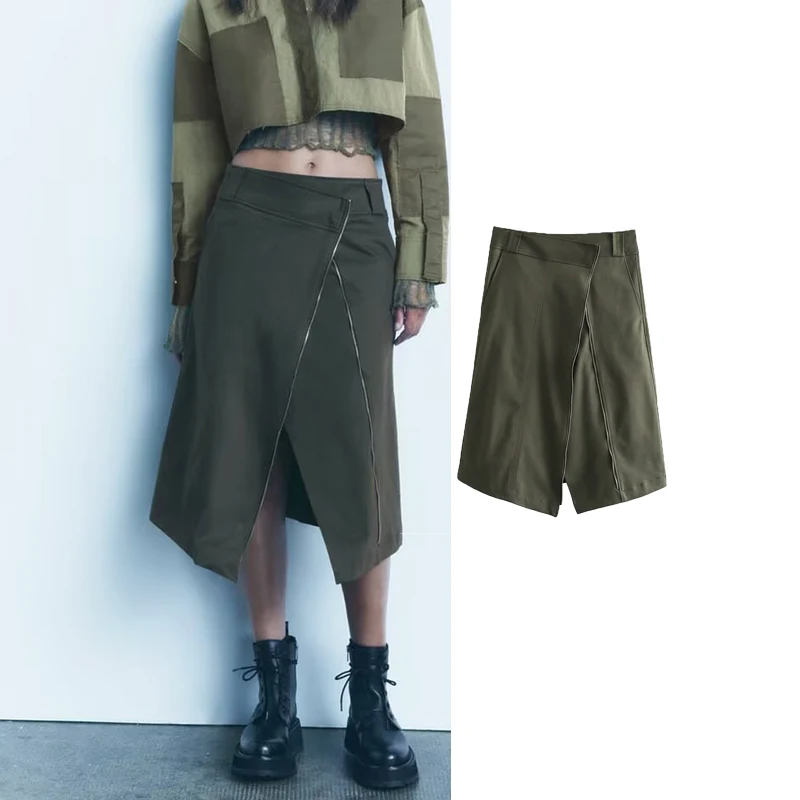 

Юбка Женская Асимметричная средней посадки, на осень, Y2K