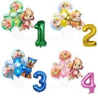paw patrol balloons set kawaii puppy skye chase rubble nurmber birthday balloon children cartoon party decorations sequins sets