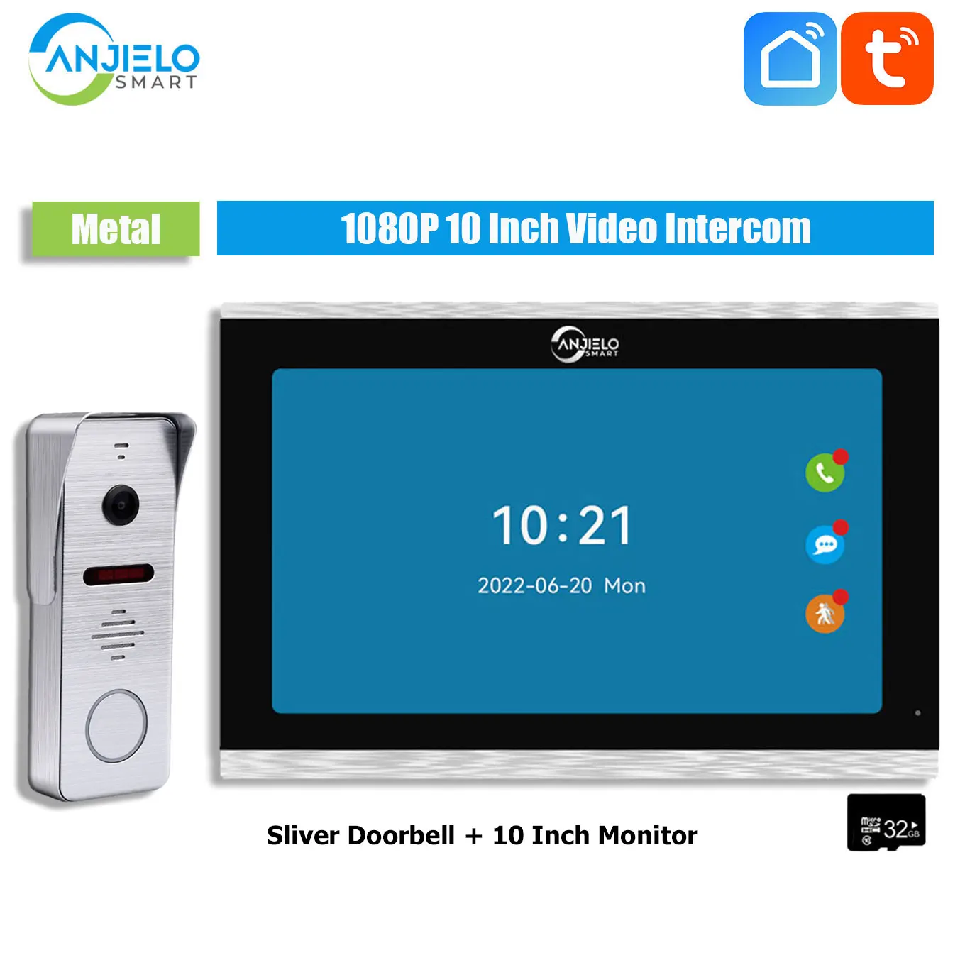 

Видеодомофон Anjielosmart 10 дюймов проводной 1080P