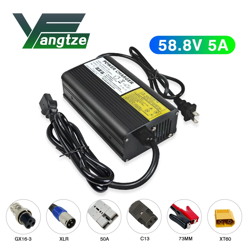 

Зарядное устройство для литиевого аккумулятора Yangtze, 58,8 в, 5 А, для электронных велосипедов 48 В (51,8 в), высококачественный источник питания с в...