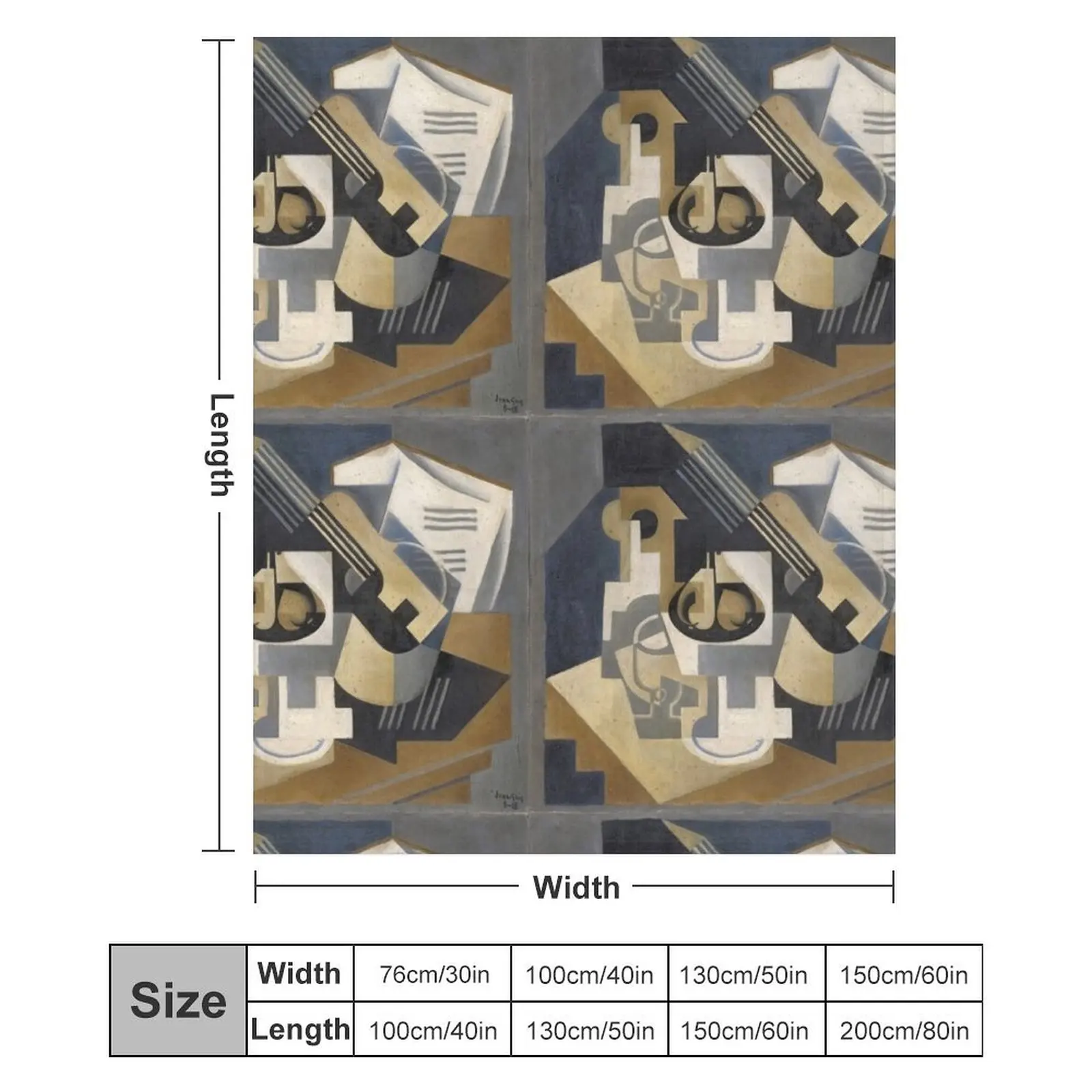 Juan Gris Чаша для гитары и фруктов на столе - Одеяло Большое одеяло декоративного