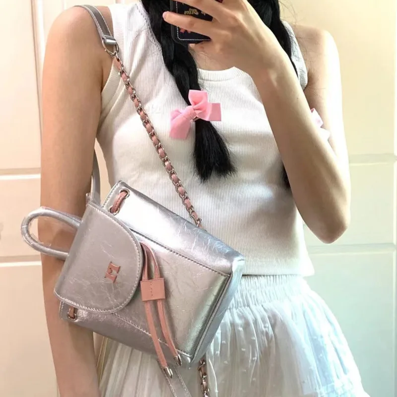 

Рюкзак Y2K в Корейском стиле Женский, водонепроницаемый школьный ранец на цепочке, маленькие дорожные сумки для книг для девочек