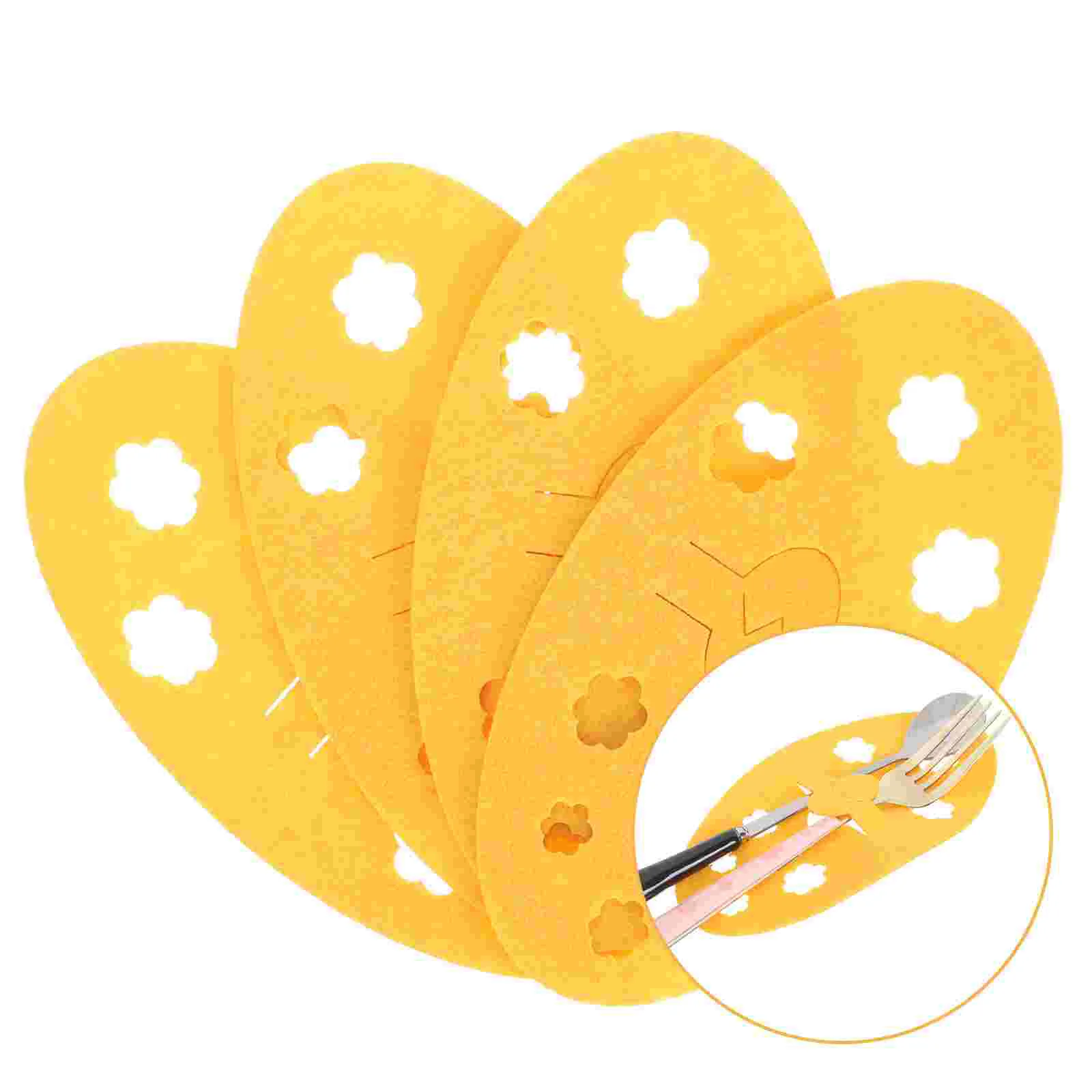 

8pcs Egg Cutlery Holders Bags Non- woven Felt Silverware Holder Utensil Sleeve for Forks Table Decoration Yellow