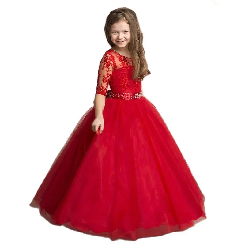 

Applique Flower Girl Dresses Princess Birthday Formal Prom Pageant Party First Communion Dress