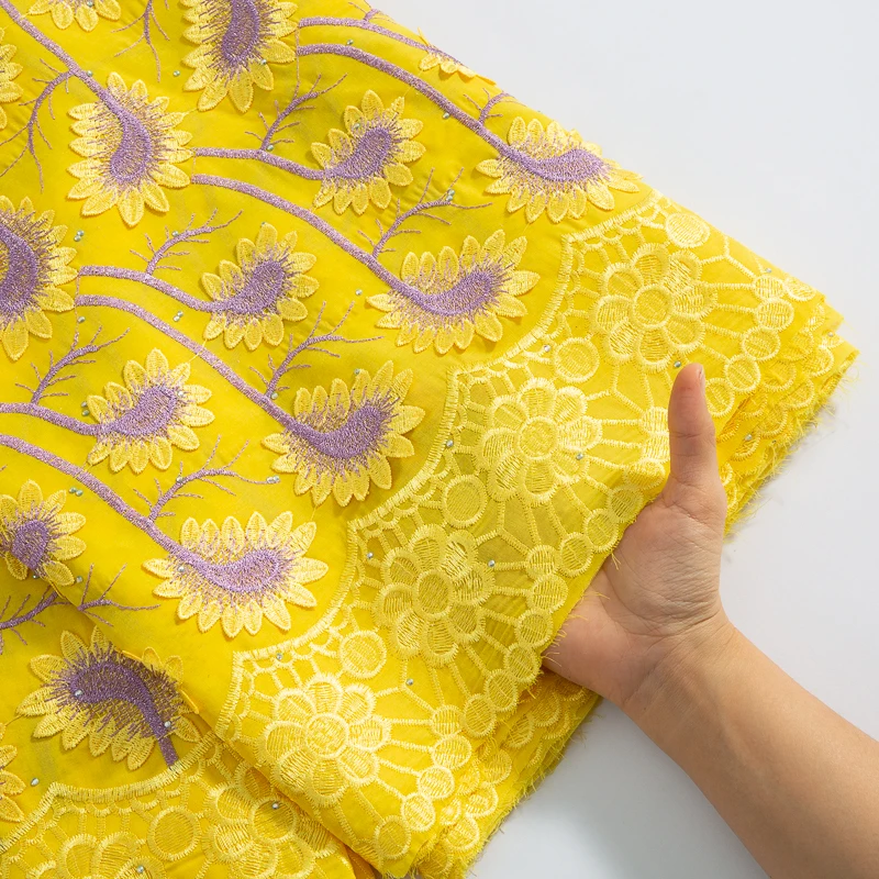 SJD швейцарская вуаль кружева в африканском стиле 3D хлопковая кружевная ткань 2024