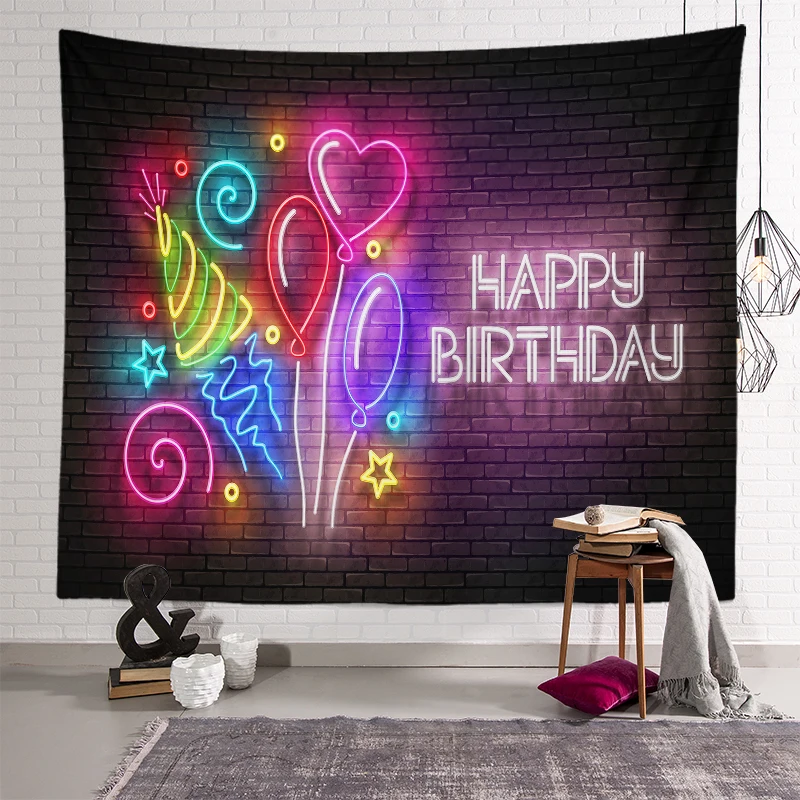 Гобелен с днем рождения УФ-светящийся психоделический домашний декор неоновый