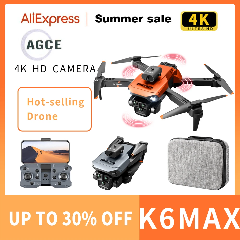 

AGCE New Upgrade Drone Professional 4K HD Three Camera K6 MAX UAV Optical Flow Hover Four Way Obstacle Avoidance Gesture Shoot