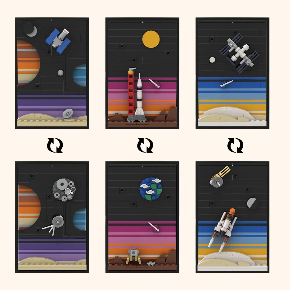 MOC Космическая история открытка модель здания блоки исследование луны ракета