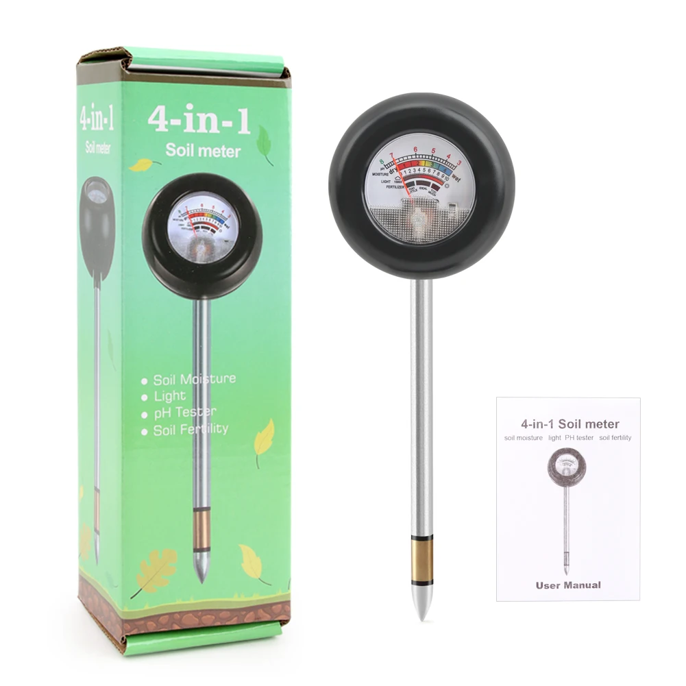 Измеритель PH почвы Yieryi 4 в 1 тестер влажности освещенности рождаемости