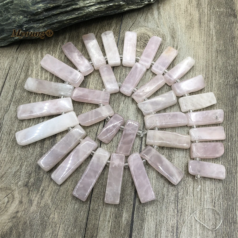 

Rectangle Shape Natural Rose Quartzs Crystal Slice Pendant Beads For Jewelry Making MY220842