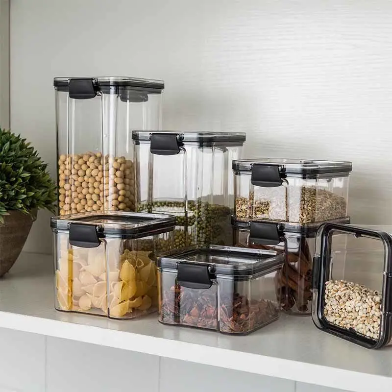 

Pantry Kitchen Organizer Storage Container Kitchen Fridge Organizer Jar with Lid Plastic Storage Container Spice Box