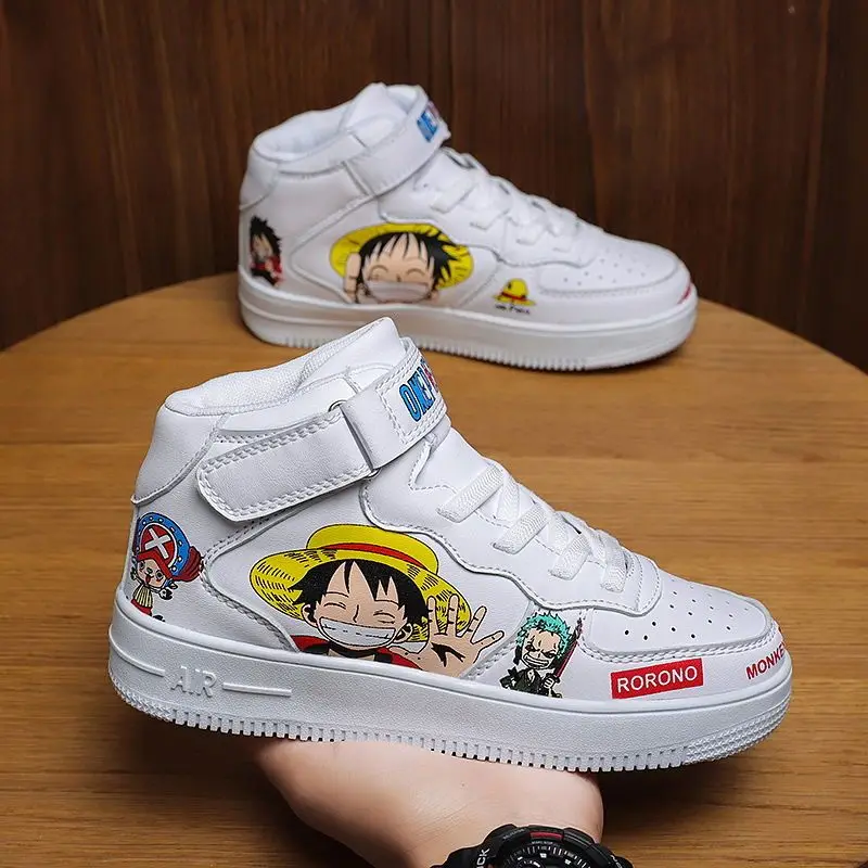 

Новые анимационные слитные Детские кроссовки Луффи для катания осень/зима Студенческая Повседневная Нескользящая дышащая обувь детские п...