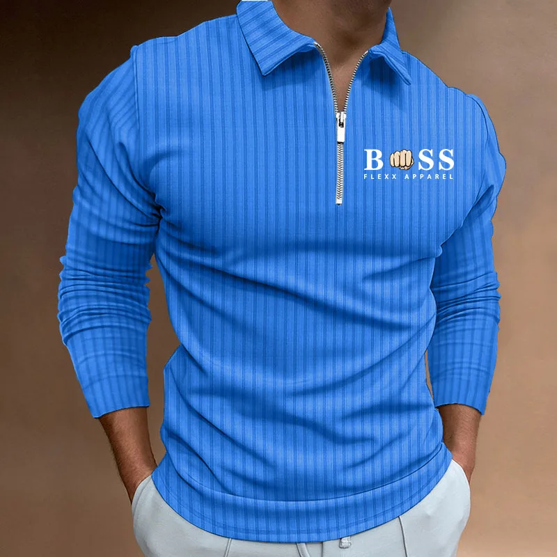 

Hot selling men's casual popular zipper printed Polo top 2023