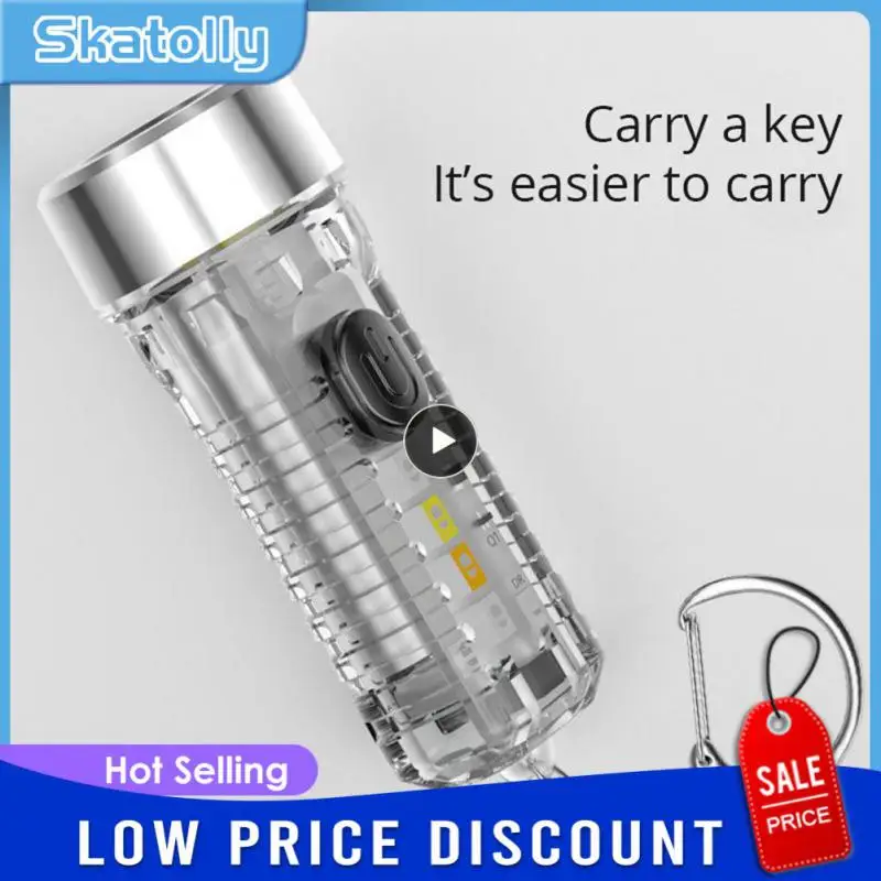 

Durable Keychain Flashlight Practical Portable Strong Light Flashlight Red Blue Flash Camping Light Outdoor Household Mini Torch