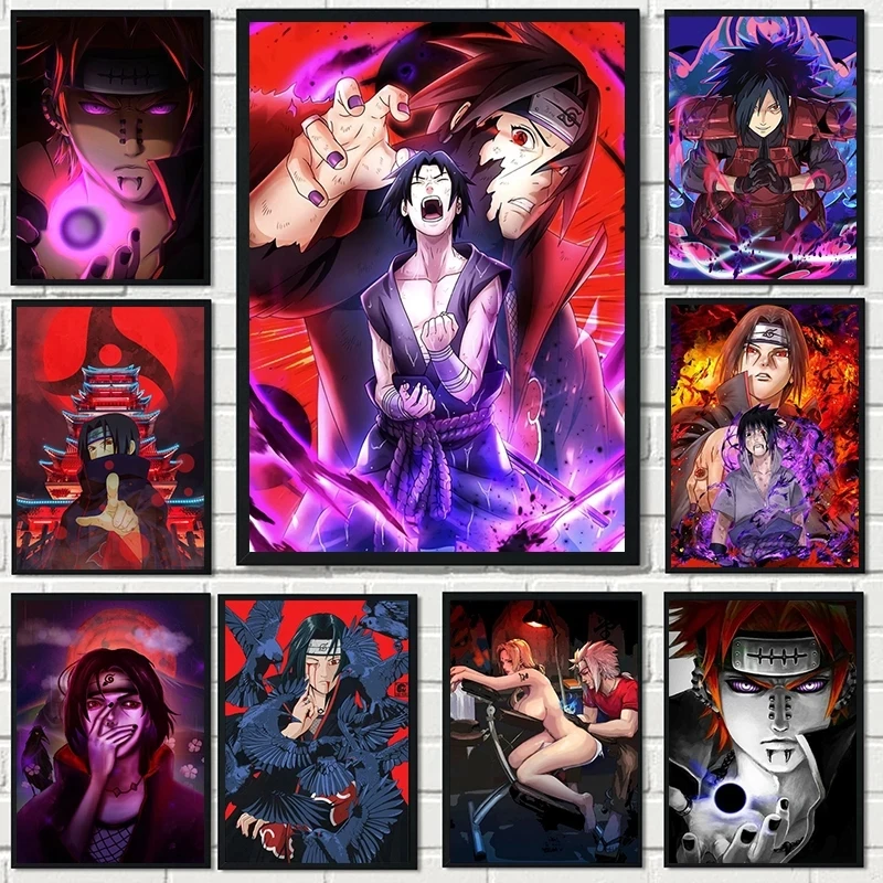 Удзумаки Наруто Аниме Холст Живопись Hd Печать Учиха Мадара плакат настенное