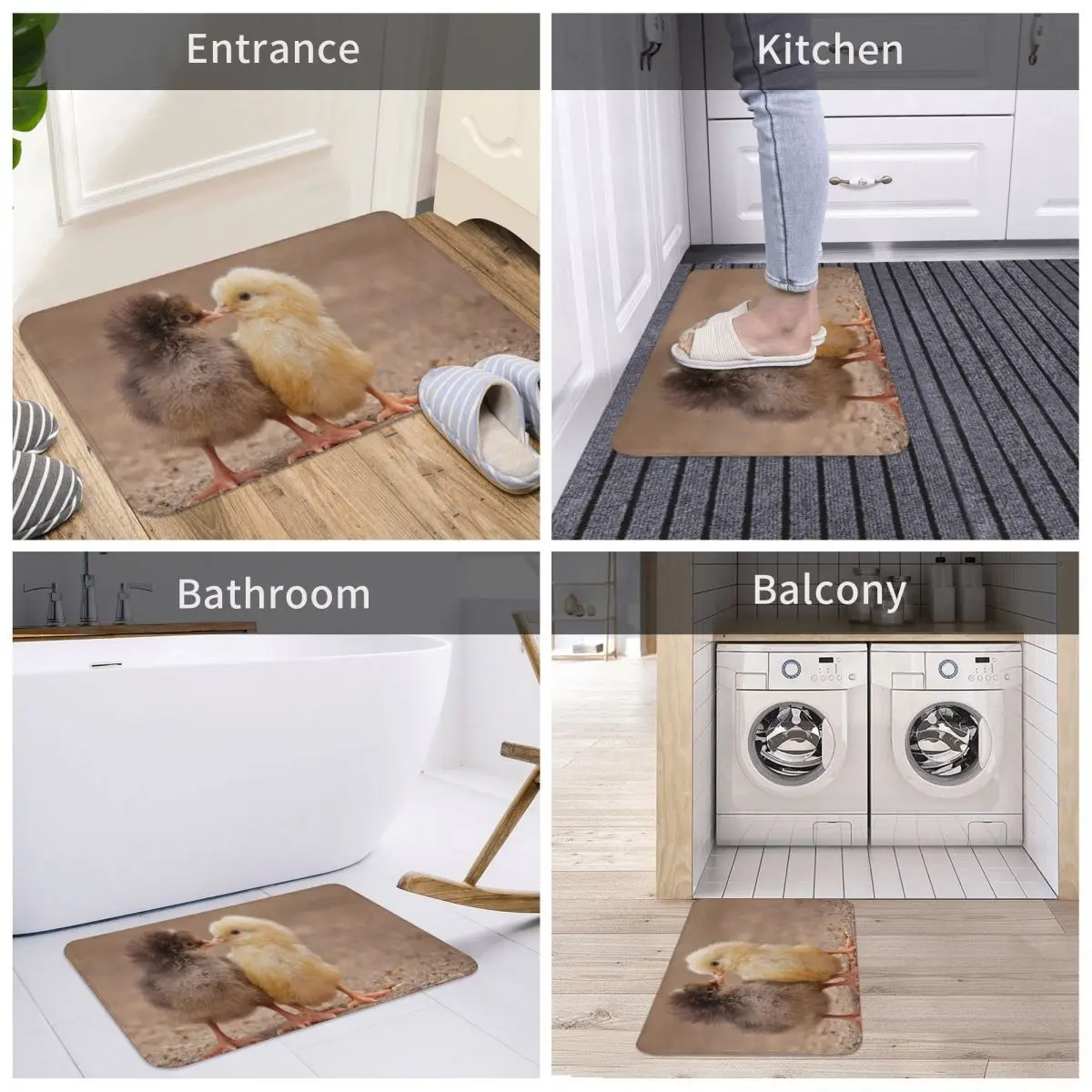 

Bath Mat Cute Nature Animal Decor 3D Rug Carpet Doormat Anti-slip Entrance Living Room Home Kitchen Absorbent Bedroom Porch