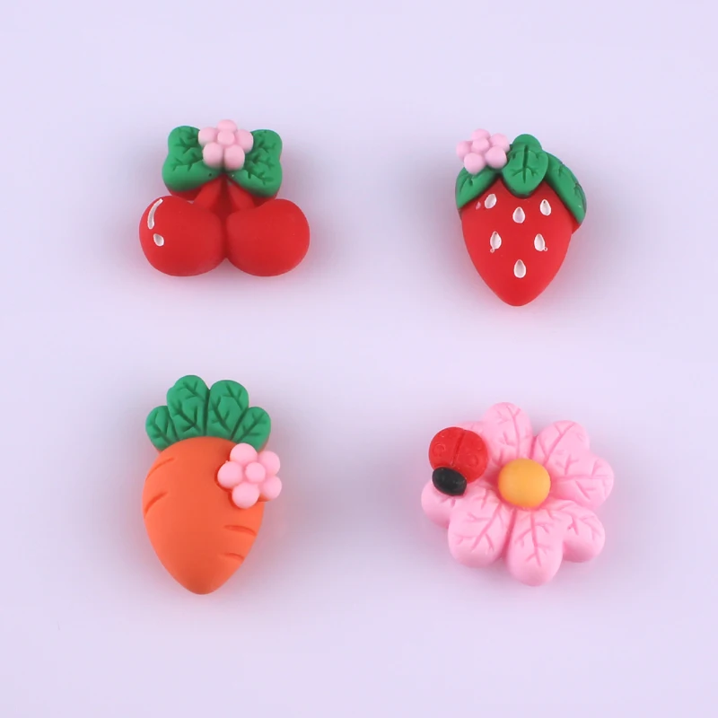 

10 шт. Вишневый цветок клубника морковка плоская обратная сторона кабошон шпилька для волос аксессуары для рукоделия