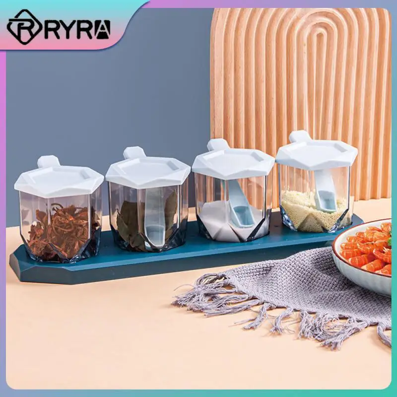 Kitchen Organizers With Lid Transparent Food Canister Designed In Different Formats Seasoning Jar No Punch Plastic Box Dustproof