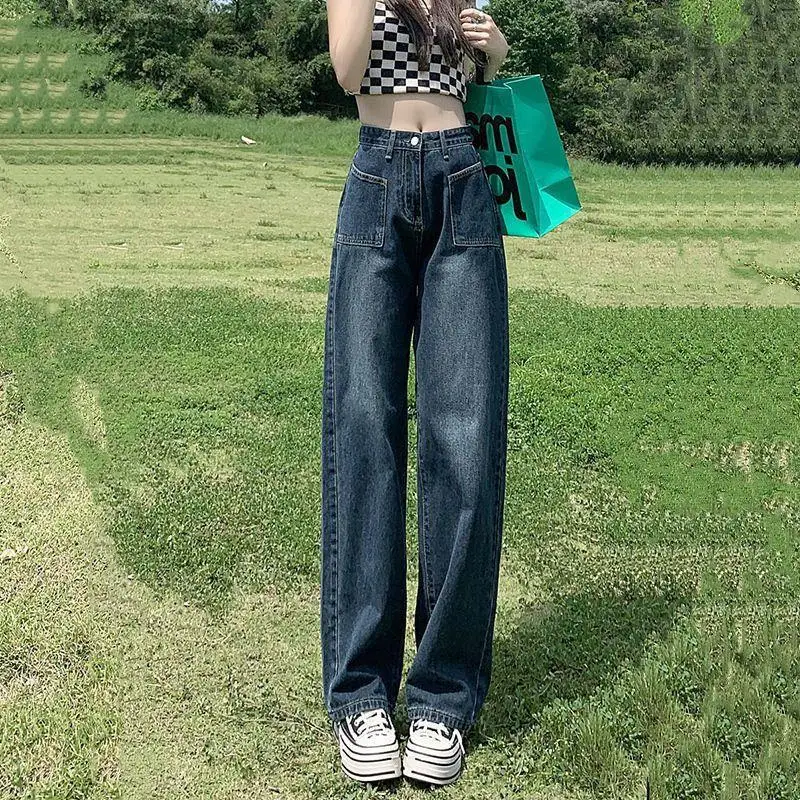 

Vintage Wide-Leg Jeans Women's Autumn Thin High Waisted Slim Straight Baggy Pants Overalls Y2k Pantalones De Mujer Vaqueros 청바지
