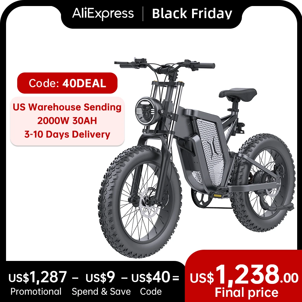 EKX X20 Electric Bike Mountain Moped Ebike 20 Inch Fat Tire 2000W 48V 30AH Men's Road EBike Electric Bicycle For Adults E Bikes