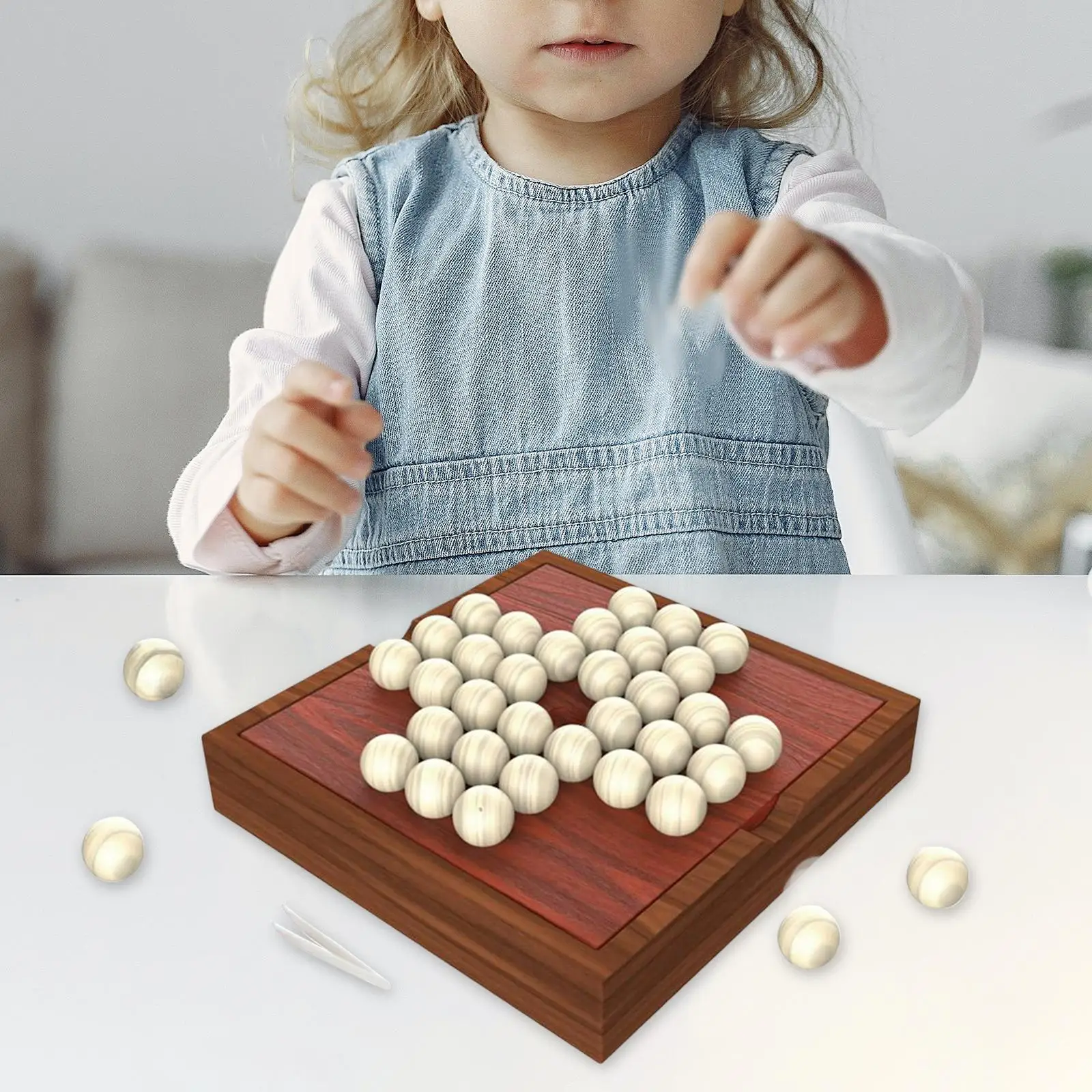 

Wooden Solitaire Board Game Puzzle Intellectual Development Peg Solitaire Party Games for Children Holiday Birthday Gifts