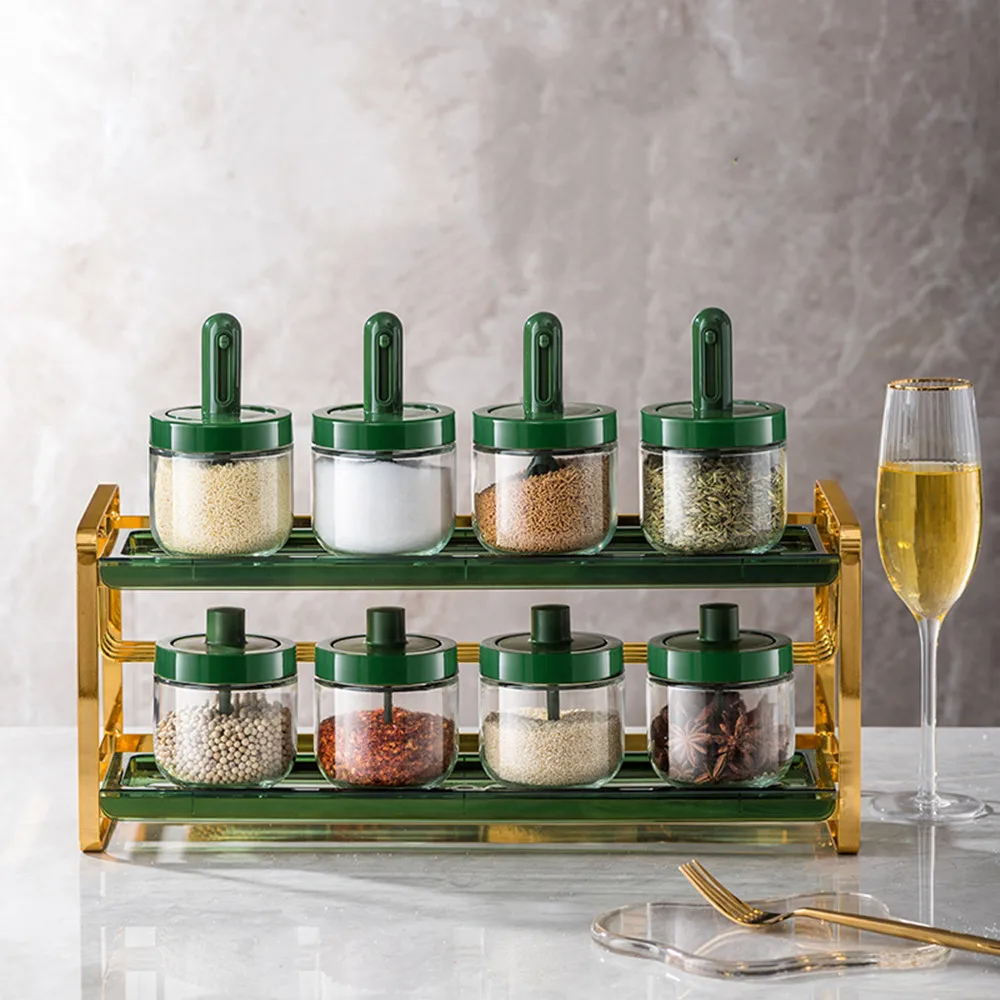 

Household Kitchen Spoon Cover Integrated Telescopic Seasoning Jar Sealed Moisture-proof Spice Storage Glass Seasoning Jar