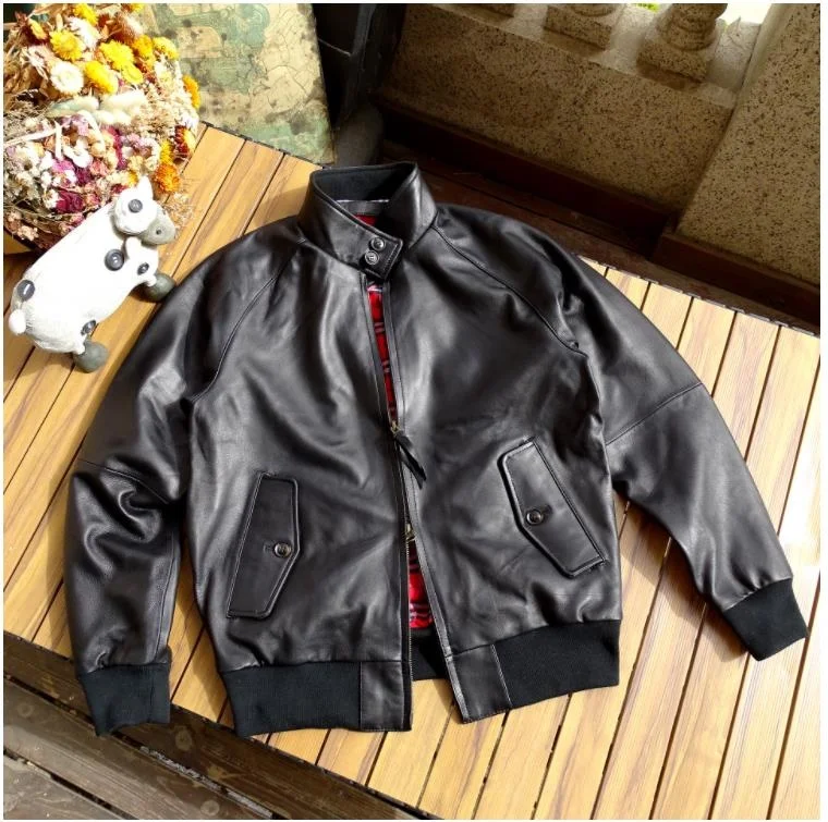 

Free shipping.Soft Spring plus thin sheepskin jacket.Classic outdoor casual geniune leather wear.Men G9 leather jacket.Cheap